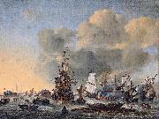 Reinier Nooms Caulking ships at the Bothuisje on the Y at Amsterdam painting
